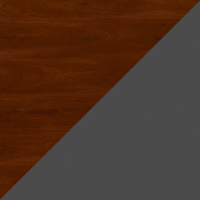 Bureau d'angle avec caisson à roulettes et gestion des câbles Cherry Gray
