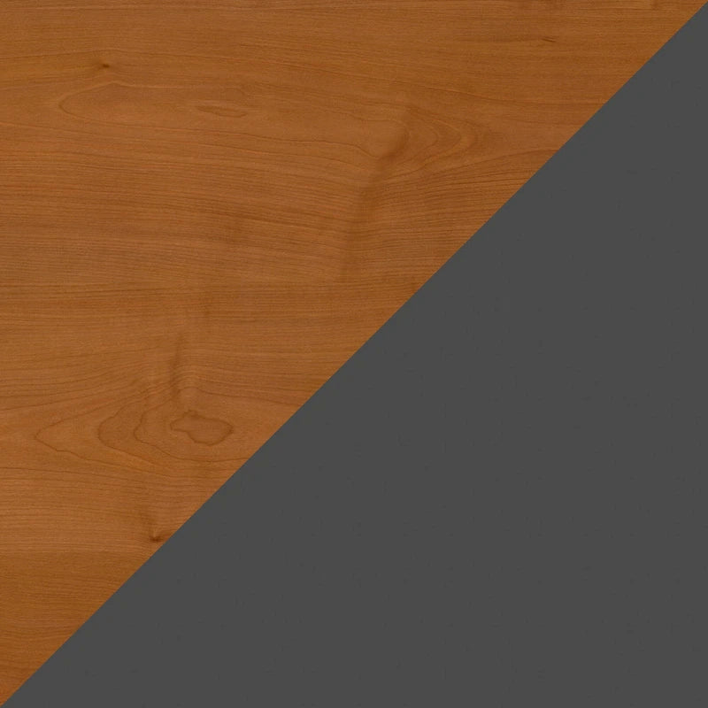 Bureau d'angle avec caisson à roulettes et gestion des câbles Cherry Gray