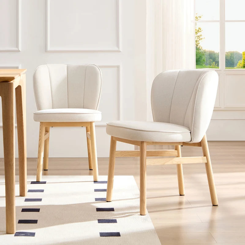 Wooden Frame Upholstered Shell Dining Chairs set of 2