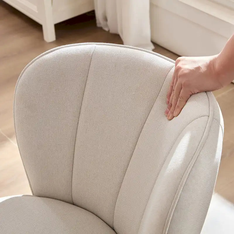 Lot de 2 chaises de salle à manger en frêne naturel avec dossier en forme de pétale, tapissées, pieds en bois massif