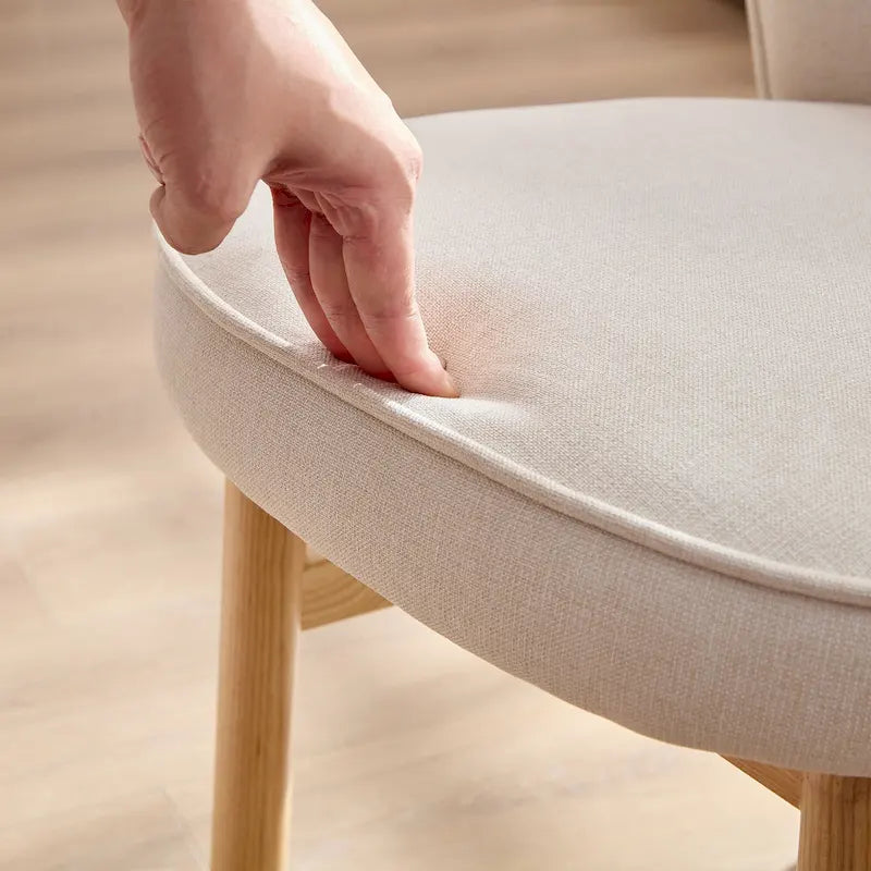 Lot de 2 chaises de salle à manger en frêne naturel avec dossier en forme de pétale, tapissées, pieds en bois massif