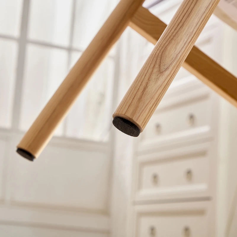 Lot de 2 chaises de salle à manger en frêne naturel avec dossier en forme de pétale, tapissées, pieds en bois massif