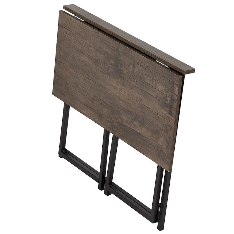 Bureau informatique pliable marron, surface MDF étanche, cadre métallique, aucun assemblage requis, gain de place