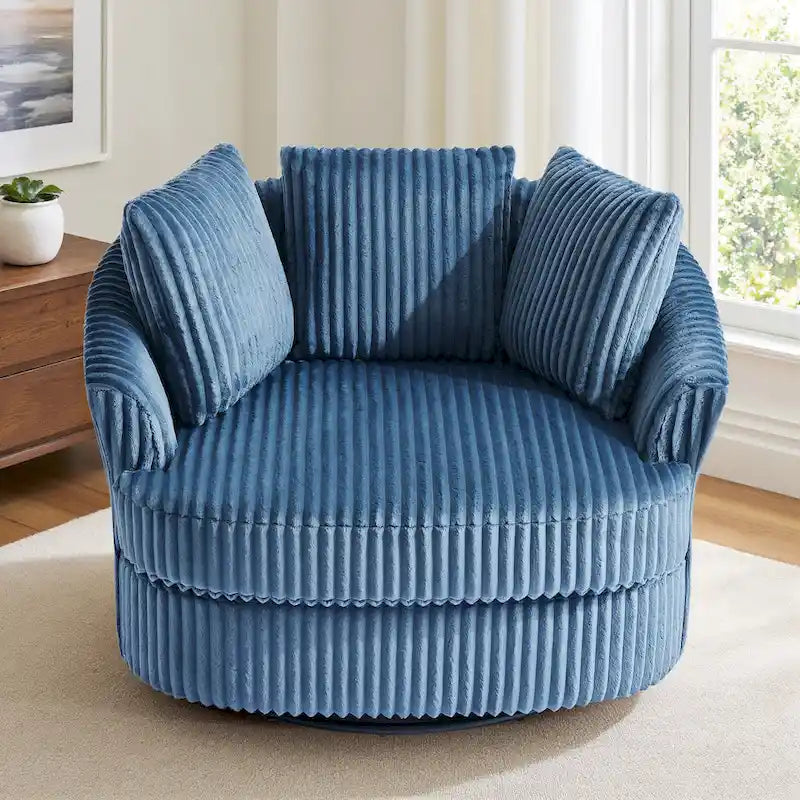 Fauteuil cabriolet pivotant en velours côtelé avec rotation à 360° et coussins