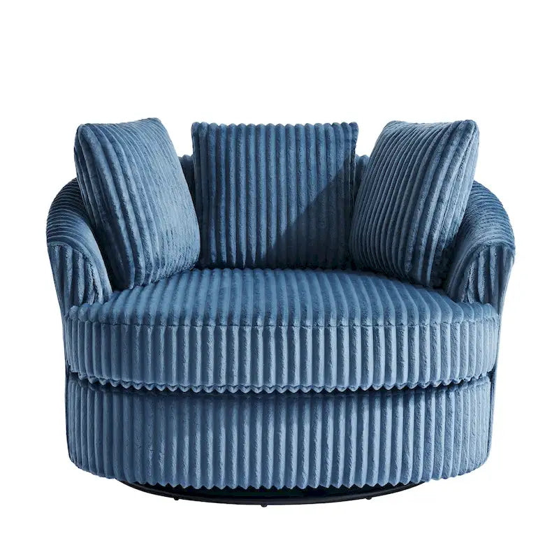 Fauteuil cabriolet pivotant en velours côtelé avec rotation à 360° et coussins