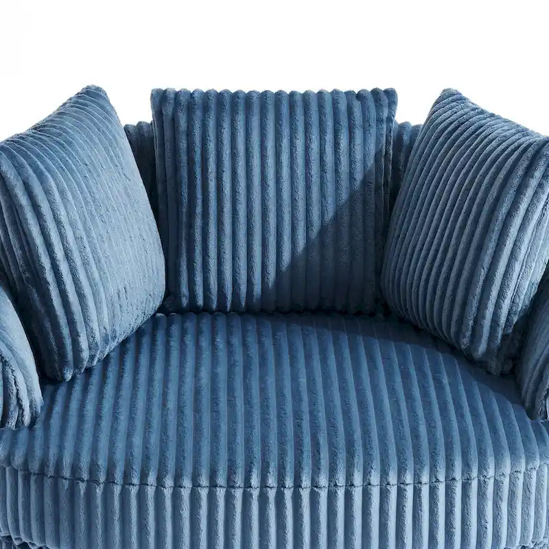 Fauteuil cabriolet pivotant en velours côtelé avec rotation à 360° et coussins