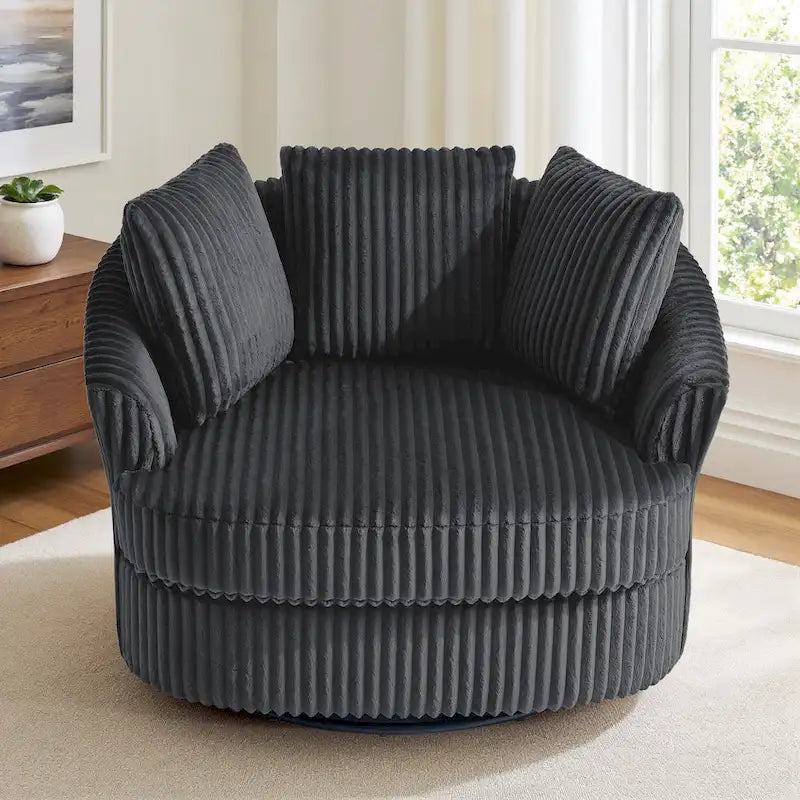 Fauteuil cabriolet pivotant en velours côtelé avec rotation à 360° et coussins