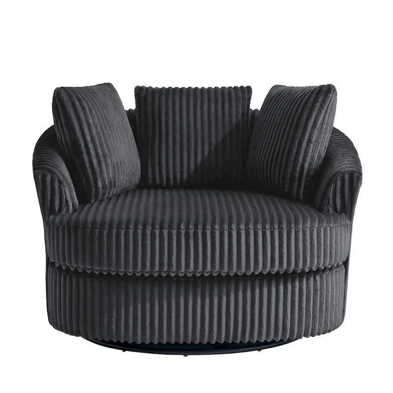 Fauteuil cabriolet pivotant en velours côtelé avec rotation à 360° et coussins