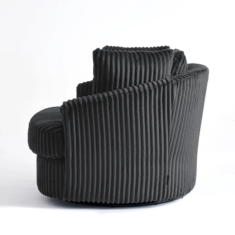 Fauteuil cabriolet pivotant en velours côtelé avec rotation à 360° et coussins