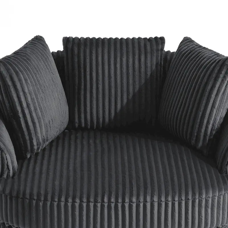 Fauteuil cabriolet pivotant en velours côtelé avec rotation à 360° et coussins