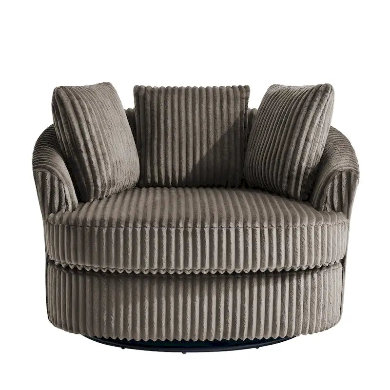 Fauteuil cabriolet pivotant en velours côtelé avec rotation à 360° et coussins