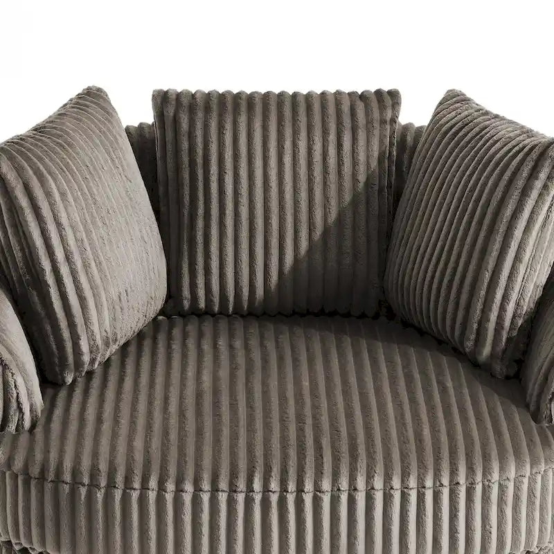Fauteuil cabriolet pivotant en velours côtelé avec rotation à 360° et coussins