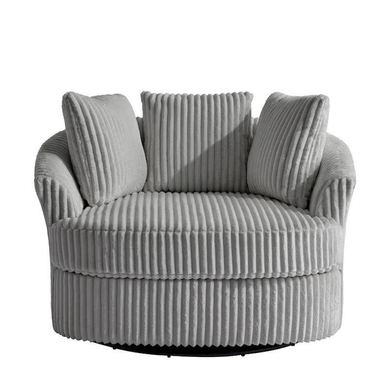 Fauteuil cabriolet pivotant en velours côtelé avec rotation à 360° et coussins