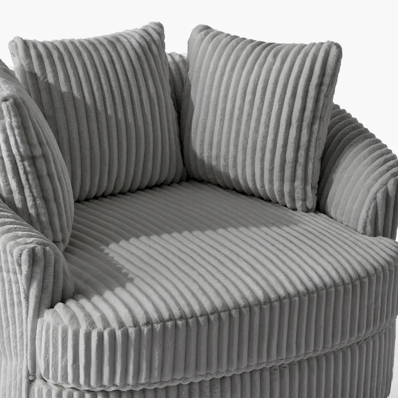 Fauteuil cabriolet pivotant en velours côtelé avec rotation à 360° et coussins