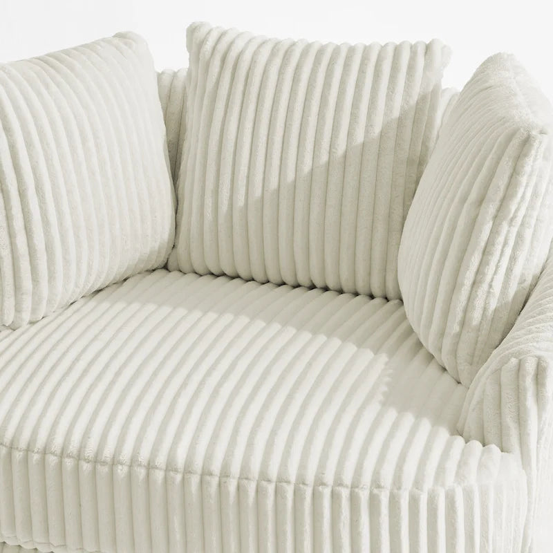 Fauteuil cabriolet pivotant en velours côtelé avec rotation à 360° et coussins