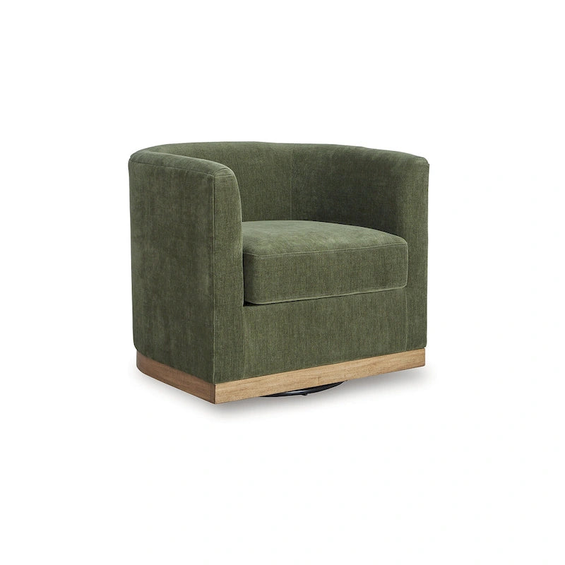 Fauteuil d'appoint pivotant Forest Green Cube Revêtement en polyester Base en bois Style contemporain