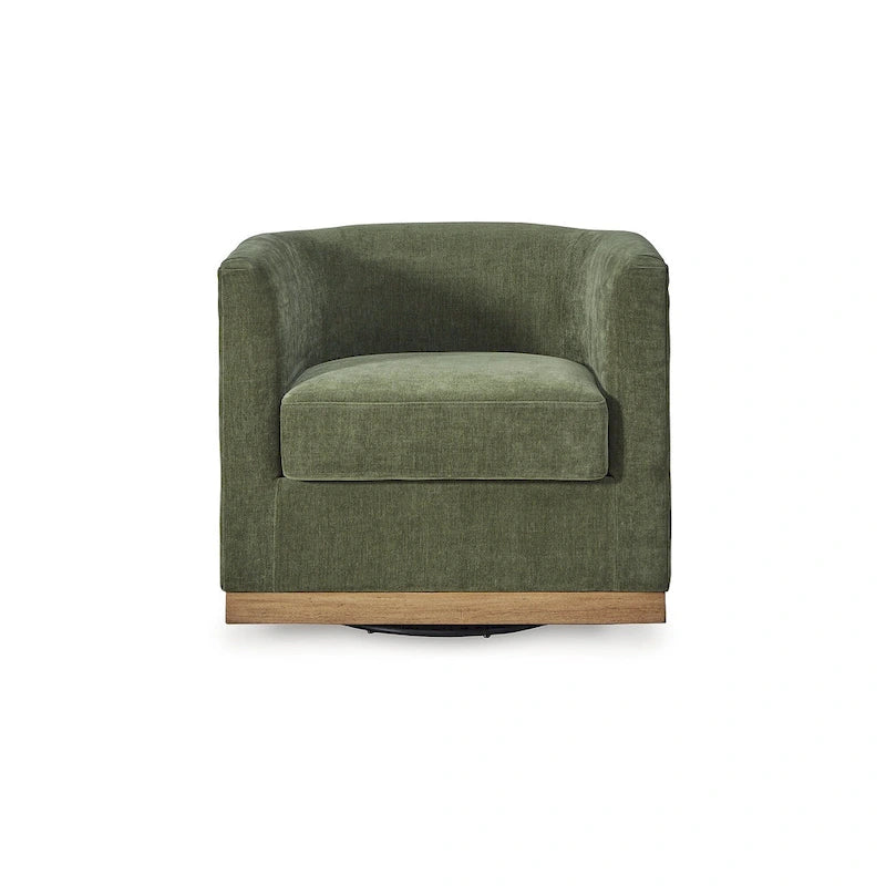 Fauteuil d'appoint pivotant Forest Green Cube Revêtement en polyester Base en bois Style contemporain