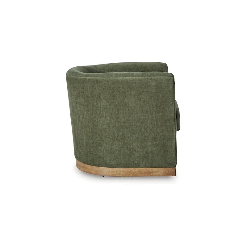 Fauteuil d'appoint pivotant Forest Green Cube Revêtement en polyester Base en bois Style contemporain