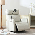 Fauteuil inclinable électrique pivotant à bascule en PU gris clair, pivotant à 270°, avec chargement USB-C et support de téléphone