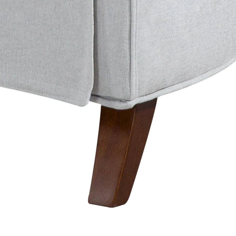 Fauteuil d'appoint à dossier haut en chenille couleur avoine, avec accoudoirs, dossier capitonné et pieds tournés en bois, style rétro