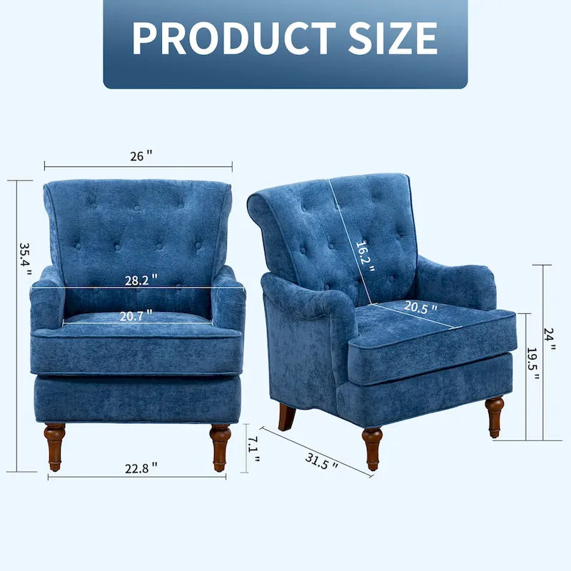 Fauteuil d'appoint à dossier haut en chenille couleur avoine, avec accoudoirs, dossier capitonné et pieds tournés en bois, style rétro