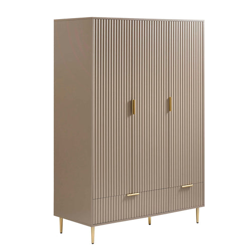 Armoire 3 portes avec tiroirs - Taupe