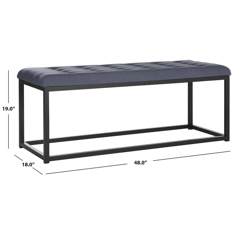 Banc d'appoint rembourré marine, siège touffeté, structure métallique Parsons, pour entrée ou chambre à coucher