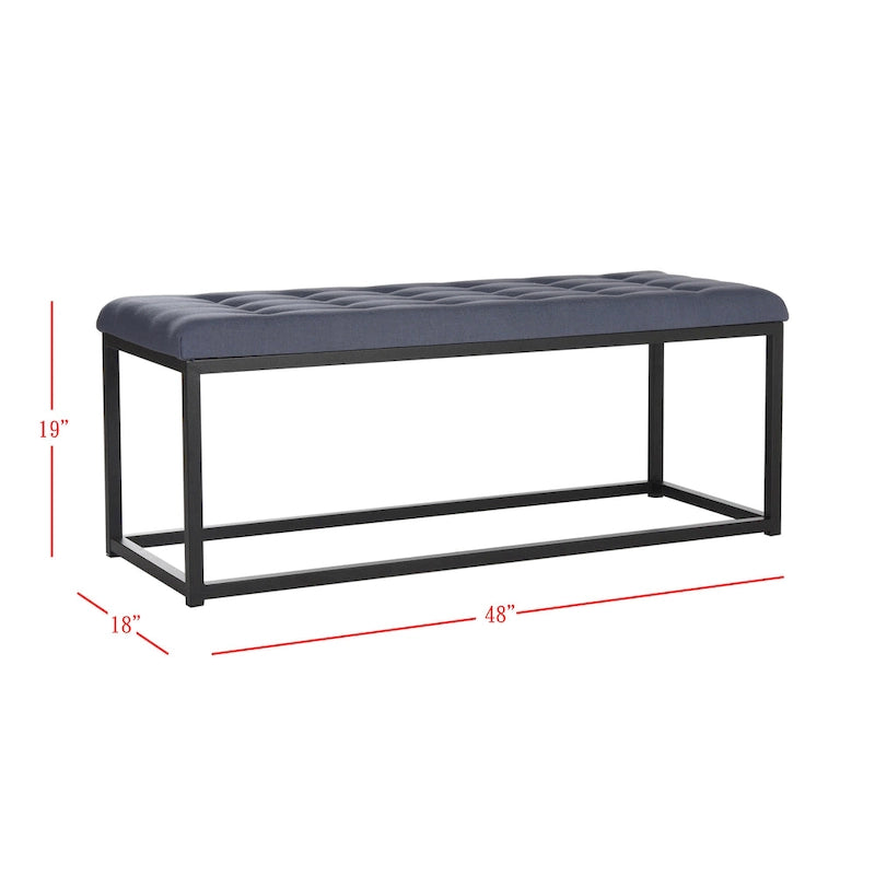 Banc d'appoint rembourré marine, siège touffeté, structure métallique Parsons, pour entrée ou chambre à coucher