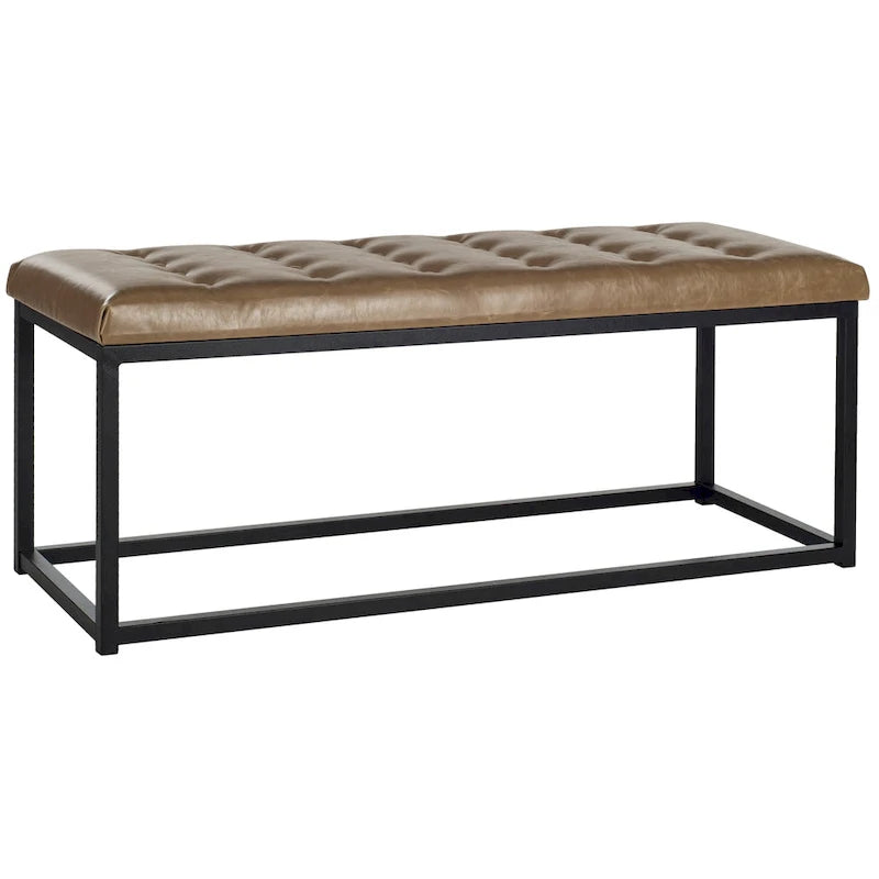 Banc d'appoint rembourré marine, siège touffeté, structure métallique Parsons, pour entrée ou chambre à coucher