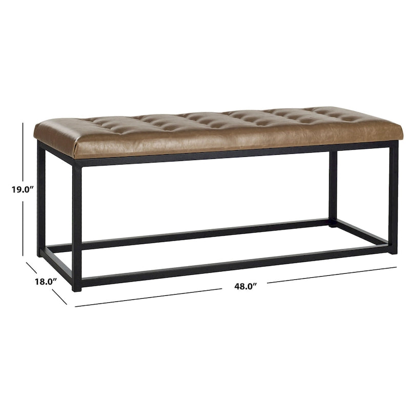 Banc d'appoint rembourré marine, siège touffeté, structure métallique Parsons, pour entrée ou chambre à coucher