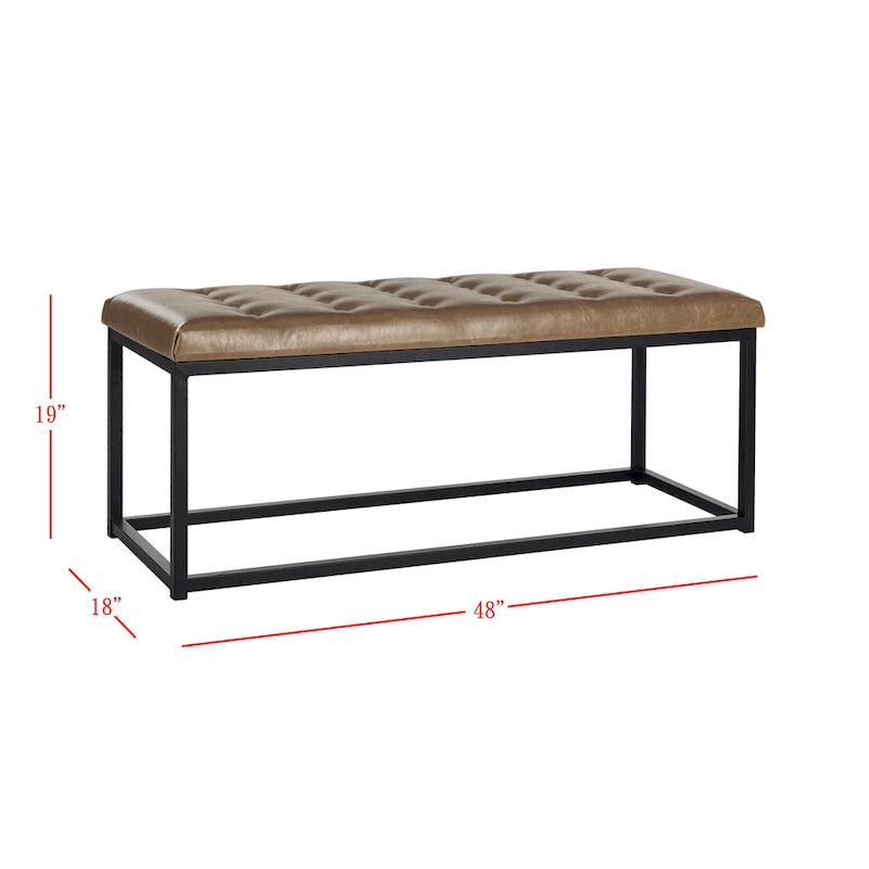 Banc d'appoint rembourré marine, siège touffeté, structure métallique Parsons, pour entrée ou chambre à coucher