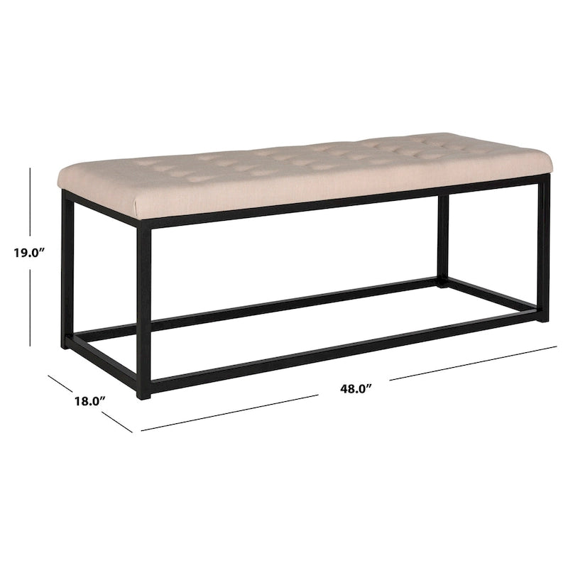 Banc d'appoint rembourré marine, siège touffeté, structure métallique Parsons, pour entrée ou chambre à coucher