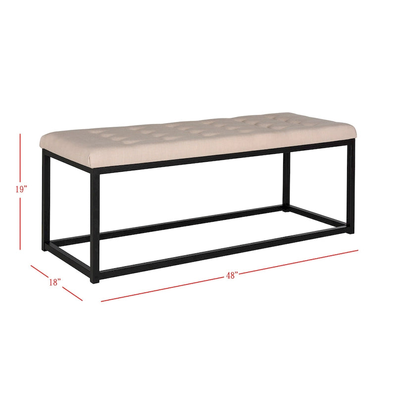Banc d'appoint rembourré marine, siège touffeté, structure métallique Parsons, pour entrée ou chambre à coucher