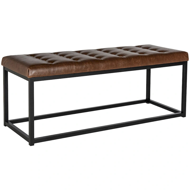 Banc d'appoint rembourré marine, siège touffeté, structure métallique Parsons, pour entrée ou chambre à coucher