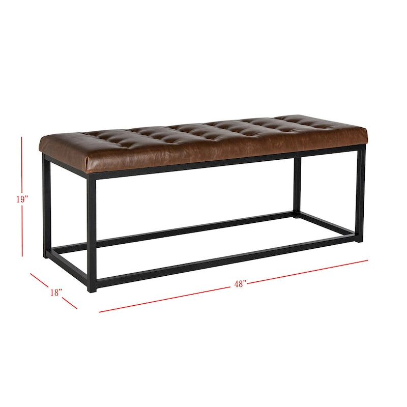 Banc d'appoint rembourré marine, siège touffeté, structure métallique Parsons, pour entrée ou chambre à coucher