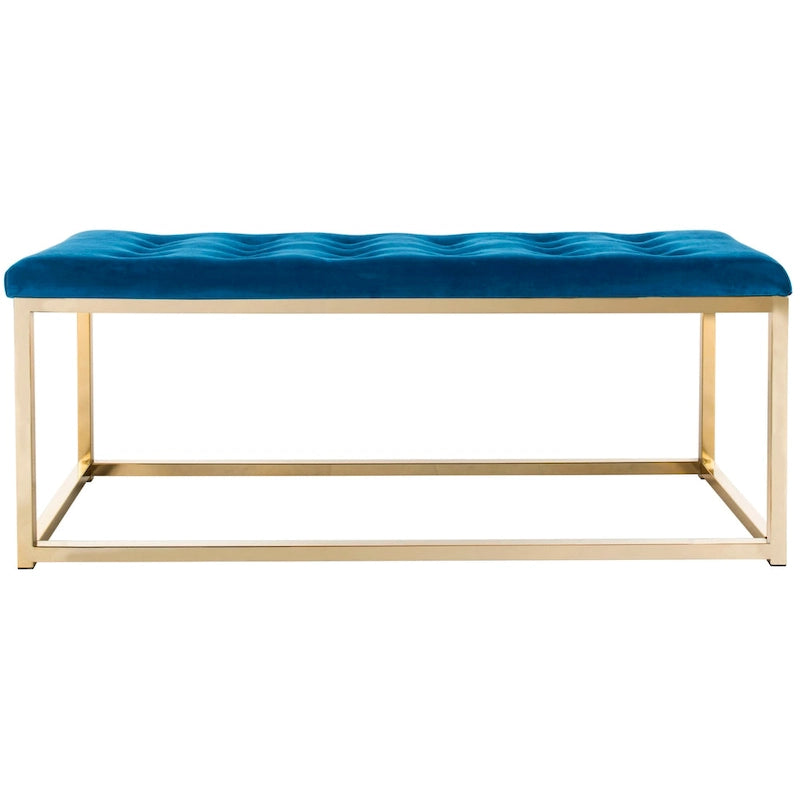 Banc d'appoint rembourré marine, siège touffeté, structure métallique Parsons, pour entrée ou chambre à coucher