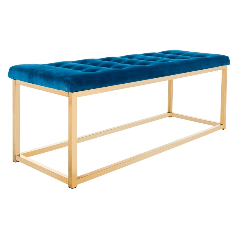 Banc d'appoint rembourré marine, siège touffeté, structure métallique Parsons, pour entrée ou chambre à coucher