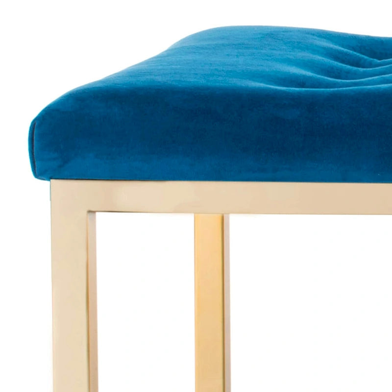 Banc d'appoint rembourré marine, siège touffeté, structure métallique Parsons, pour entrée ou chambre à coucher