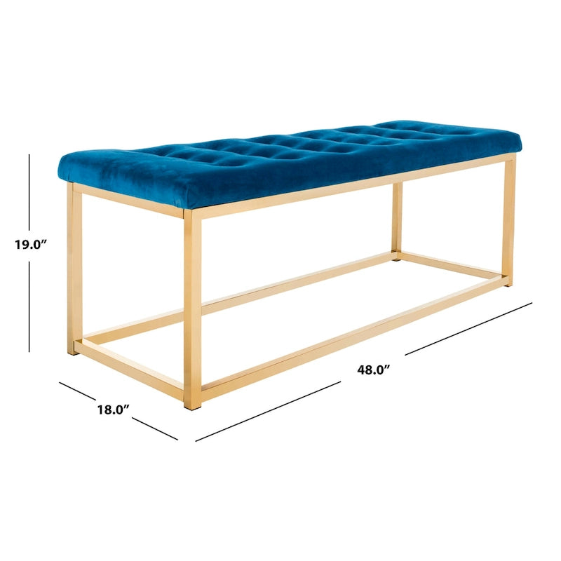 Banc d'appoint rembourré marine, siège touffeté, structure métallique Parsons, pour entrée ou chambre à coucher
