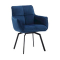 Fauteuil d'appoint pivotant en velours bleu, dossier matelassé quadrillé, pieds en métal résistant à la rouille