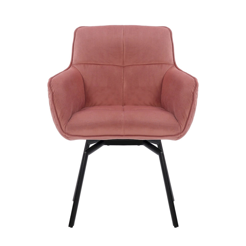 Fauteuil d'appoint pivotant en velours bleu, dossier matelassé quadrillé, pieds en métal résistant à la rouille