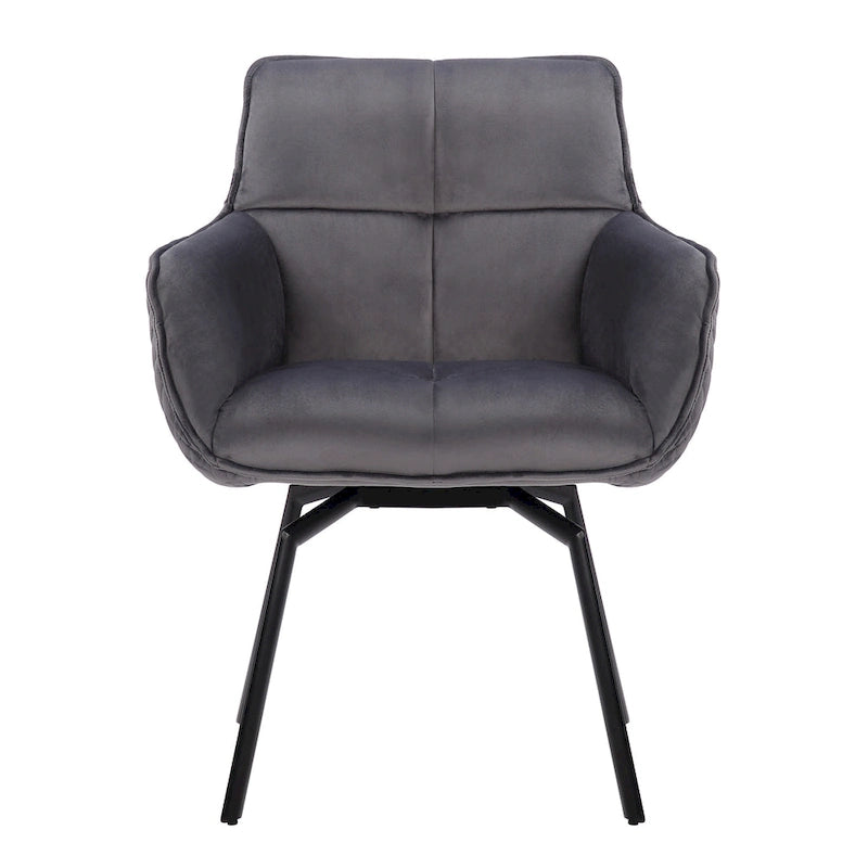 Fauteuil d'appoint pivotant en velours bleu, dossier matelassé quadrillé, pieds en métal résistant à la rouille