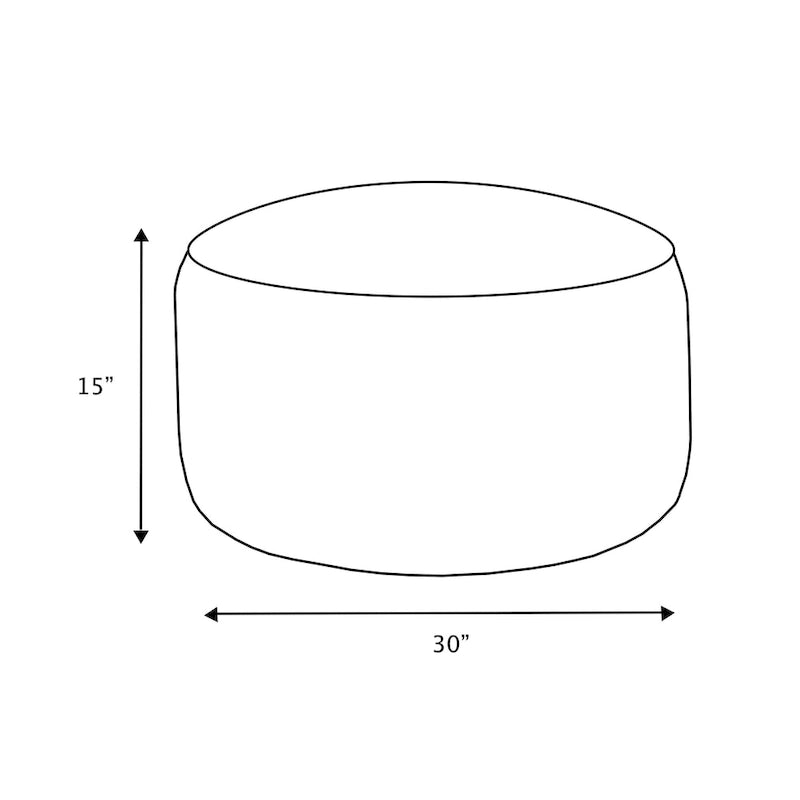 Pouf ottoman rond en tricot épais ivoire, rempli de billes de polystyrène, housse zippée, capacité de 90 kg, fabriqué en Amérique du Nord