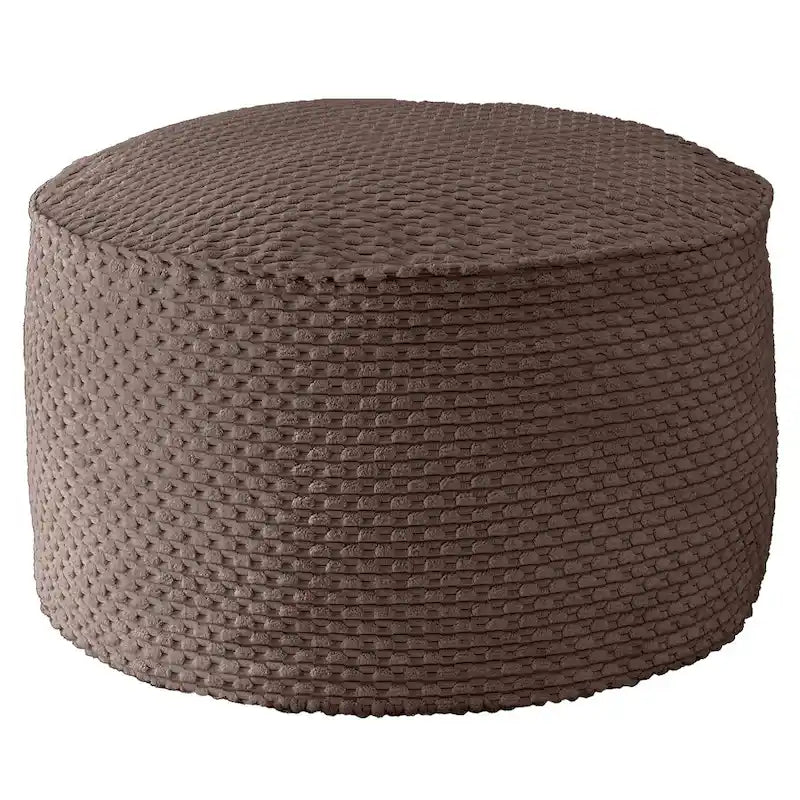 Pouf ottoman rond en tricot épais ivoire, rempli de billes de polystyrène, housse zippée, capacité de 90 kg, fabriqué en Amérique du Nord