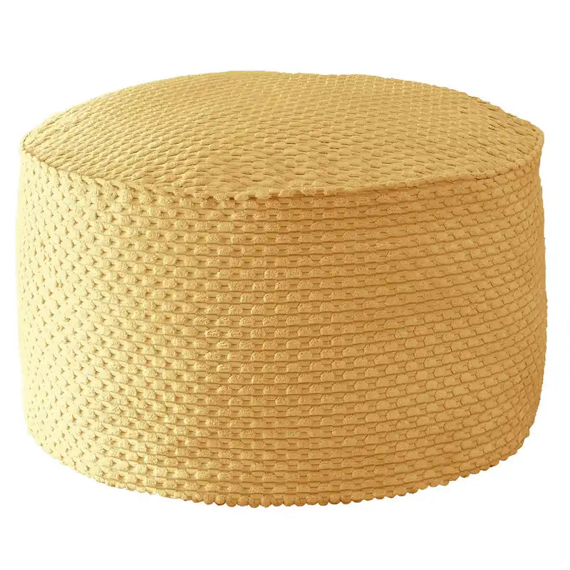 Pouf ottoman rond en tricot épais ivoire, rempli de billes de polystyrène, housse zippée, capacité de 90 kg, fabriqué en Amérique du Nord