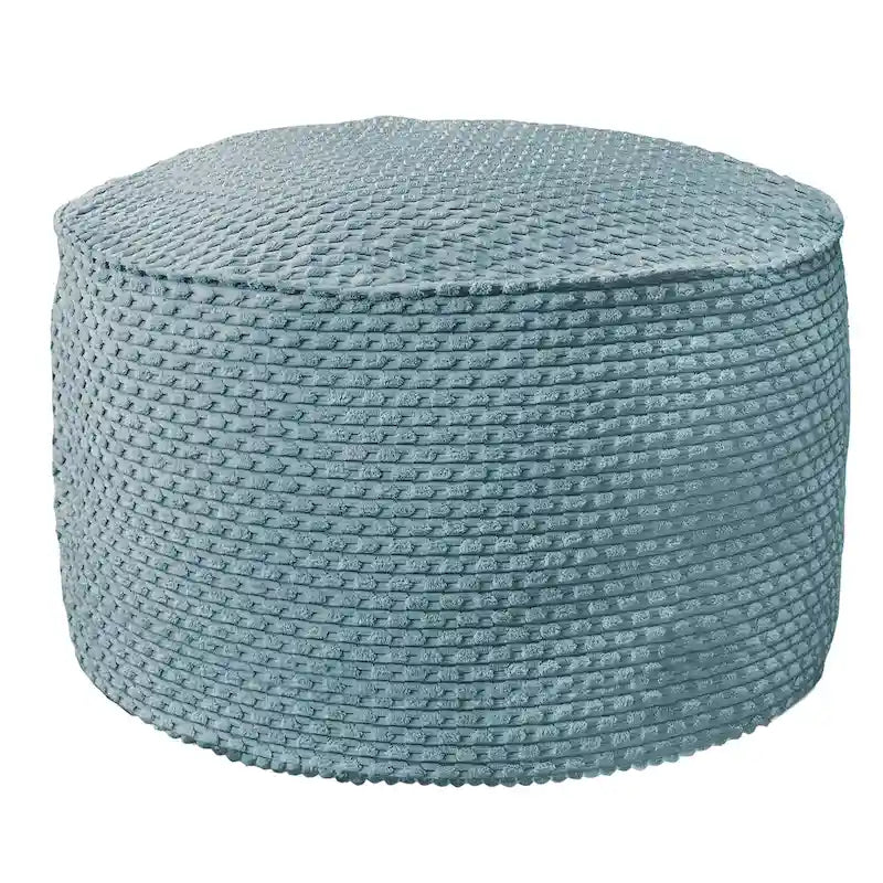 Pouf ottoman rond en tricot épais ivoire, rempli de billes de polystyrène, housse zippée, capacité de 90 kg, fabriqué en Amérique du Nord