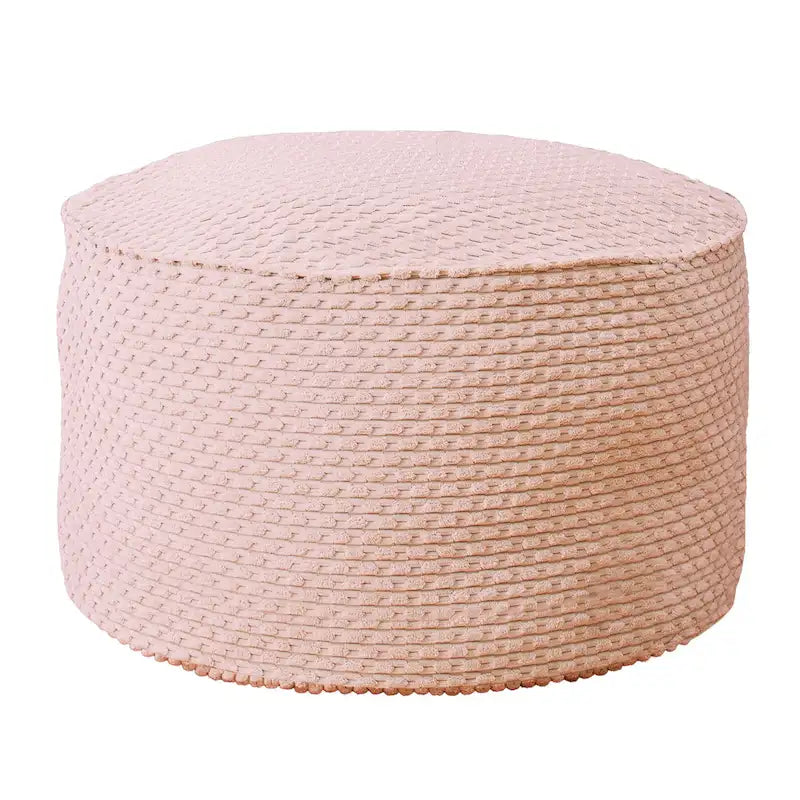 Pouf ottoman rond en tricot épais ivoire, rempli de billes de polystyrène, housse zippée, capacité de 90 kg, fabriqué en Amérique du Nord