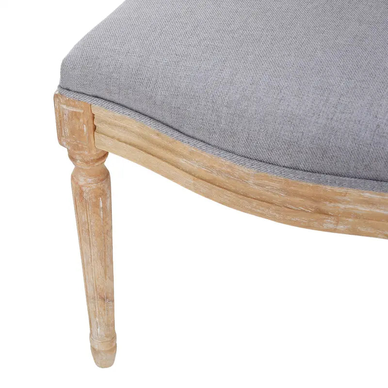 Chaise de salle à manger capitonnée French Country Dossier ovale Bois d'hévéa Pieds cannelés Sans accoudoirs