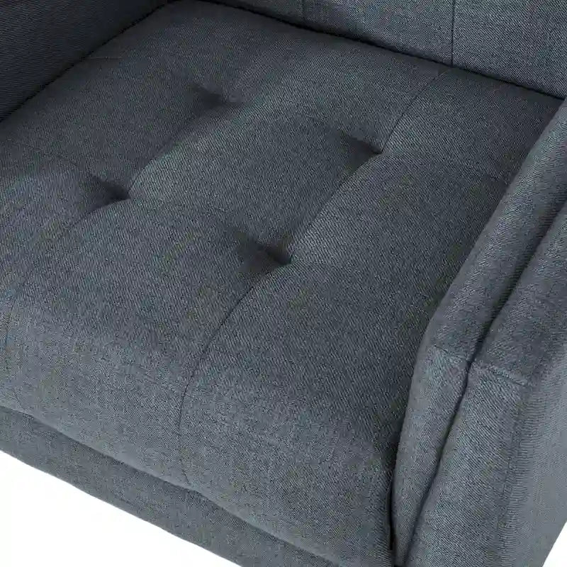 Fauteuil de club gris foncé en polyester, dossier, accoudoirs et assise capitonnés gaufrés, pieds effilés en bois de bouleau noyer, moderne du milieu du siècle
