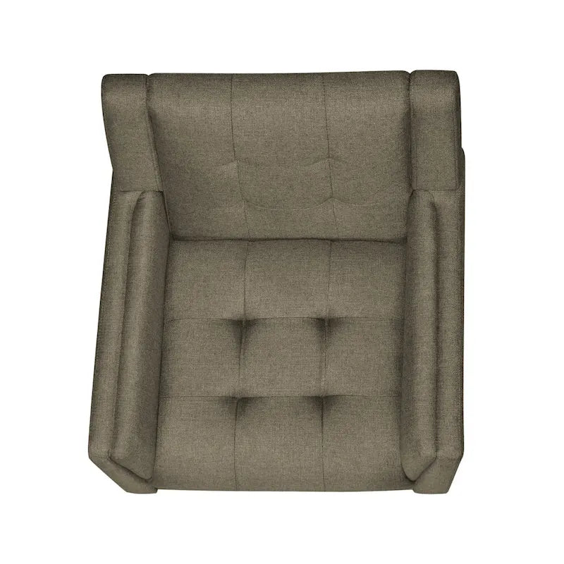 Fauteuil de club gris foncé en polyester, dossier, accoudoirs et assise capitonnés gaufrés, pieds effilés en bois de bouleau noyer, moderne du milieu du siècle